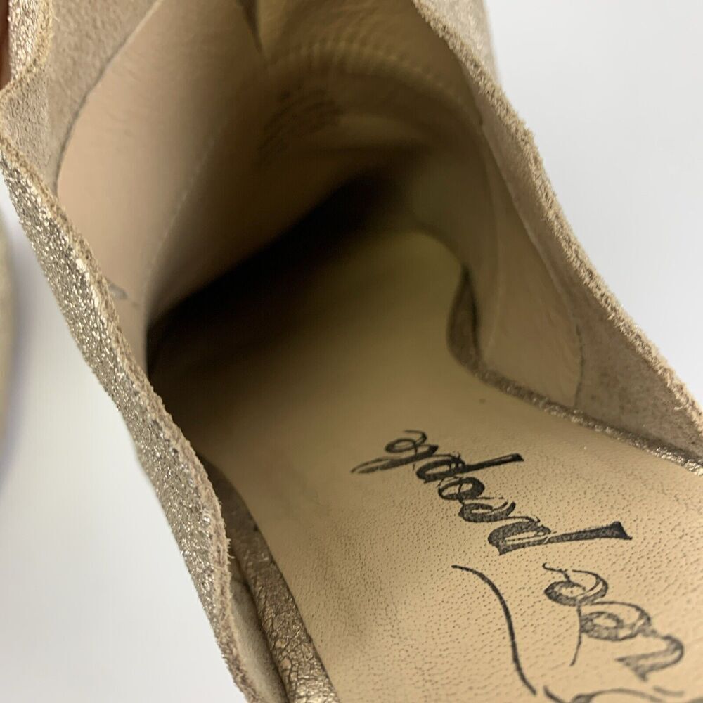 BOGO Free People Sienna SlipOn Mule Ruffle Gold Shimmer Leather Pointed 39.5 9 - Picture 11 of 12